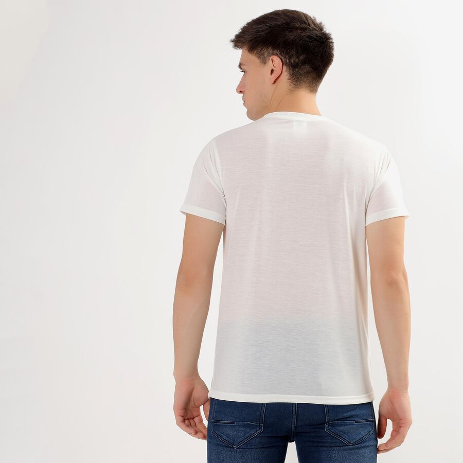 Men's Snow White Round Neck Slim Fit T-Shirt, सफ़ेद, large image number null