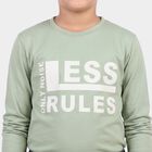 Boys' Sage Green Round Neck Regular Boys T-Shirt, Light Green, small