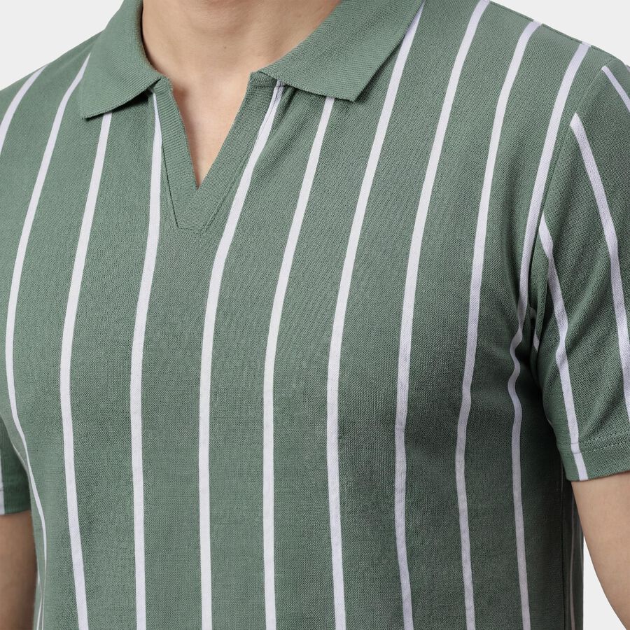 Men's Light Green Polo Collar Classic T-Shirt, Light Green, large