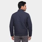 Men's Navy Blue Stand Collar Windbreaker Jacket, Navy Blue, small