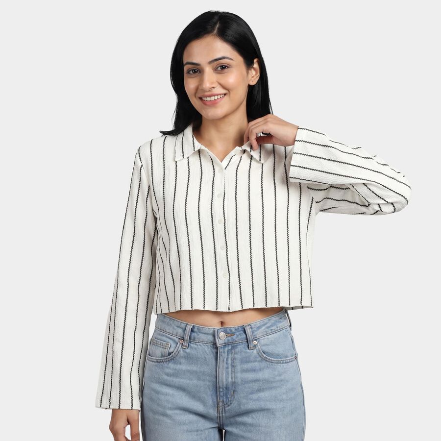 Women's White Classic Shirt, सफ़ेद, large