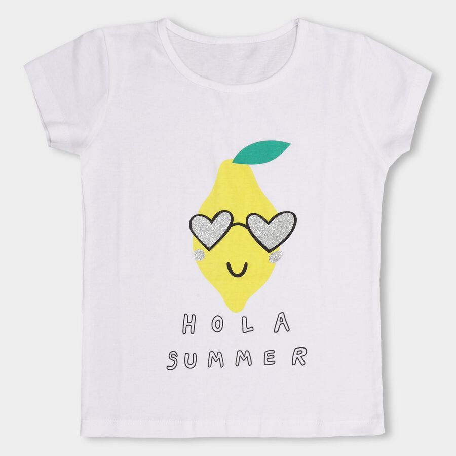 Girls' 100% Cotton T-Shirt , सफ़ेद, large image number null