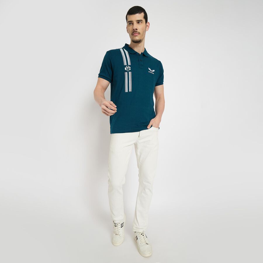 Men's Collared Half Sleeves T-Shirt , टील ब्लू, large image number null