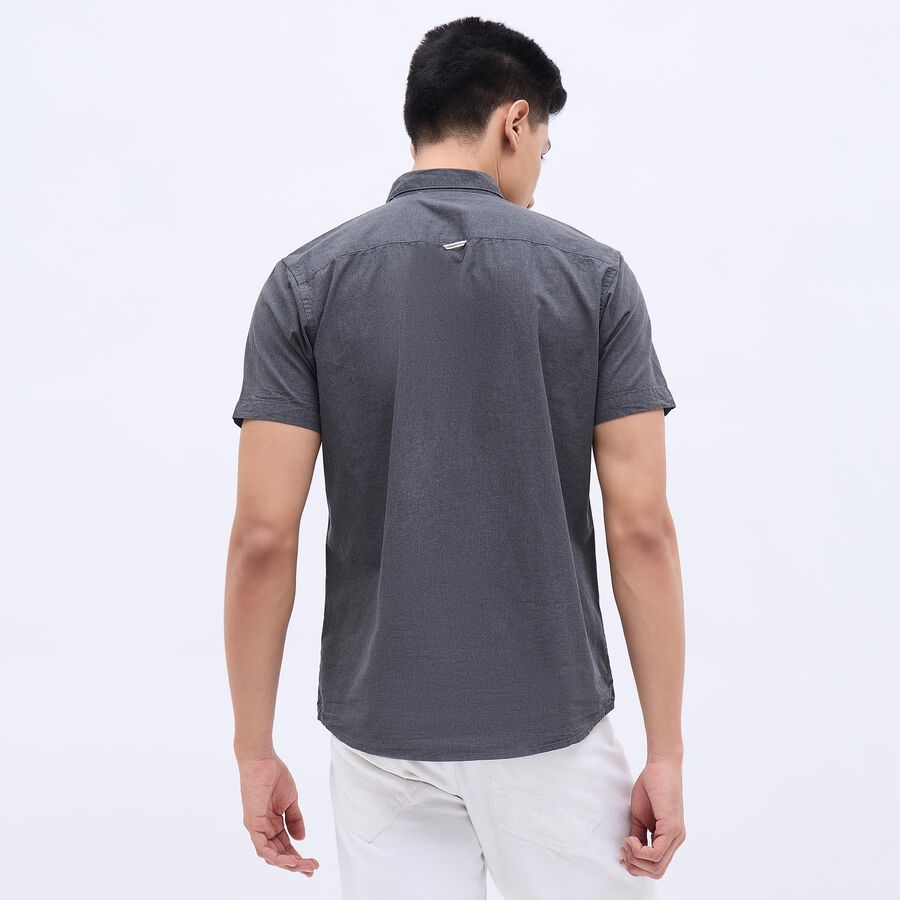 Men's Dark Grey Cotton Regular Collar Casual Shirt, Dark Grey, large image number null
