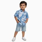 Infants Bright Sky Blue Cotton Half Sleeve Classic Casual Shirt, मध्यम नीला, small image number null