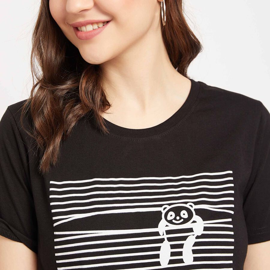 Round Neck T-Shirt, Black, large image number null