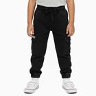 Boys Jet Black Regular Fit Cargo Jeans, काला, small image number null