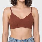Women's Brown Cotton Blend Regular T-Shirt Bra, Brown, small