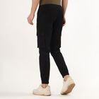 Men's Jet Black Slim Fit Cargo Trousers, काला, small image number null