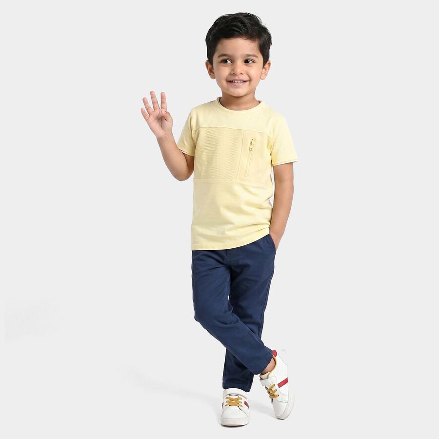 Boys Yellow Cotton Round Neck Regular Boys T-Shirt, Yellow, large