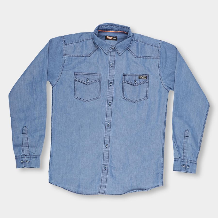 Boys Light Blue Full Sleeve Classic Casual Shirt, Light Blue, large image number null