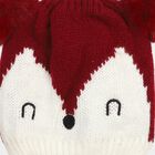 Girls' Maroon Fox Motif Beanie Cap, Wine, small