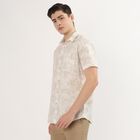Men's Off-White Cotton Half Sleeve Classic Casual Shirt, Off White, small