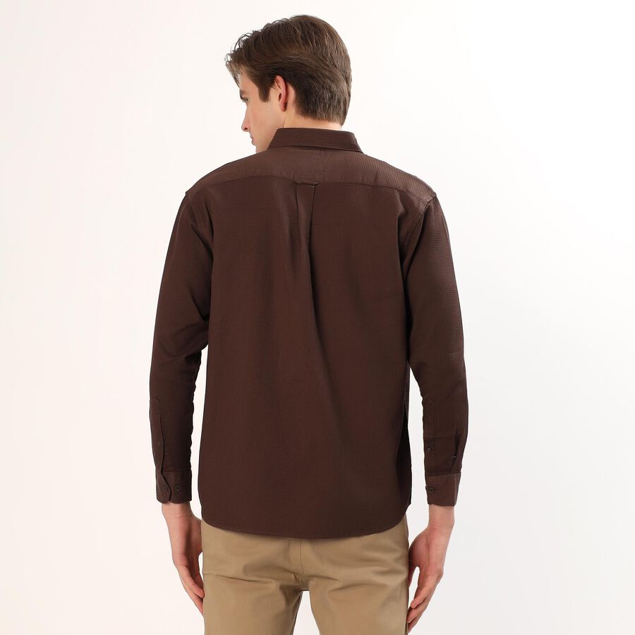 Men's Rich Chocolate Brown Classic Casual Shirt, भूरा, large image number null