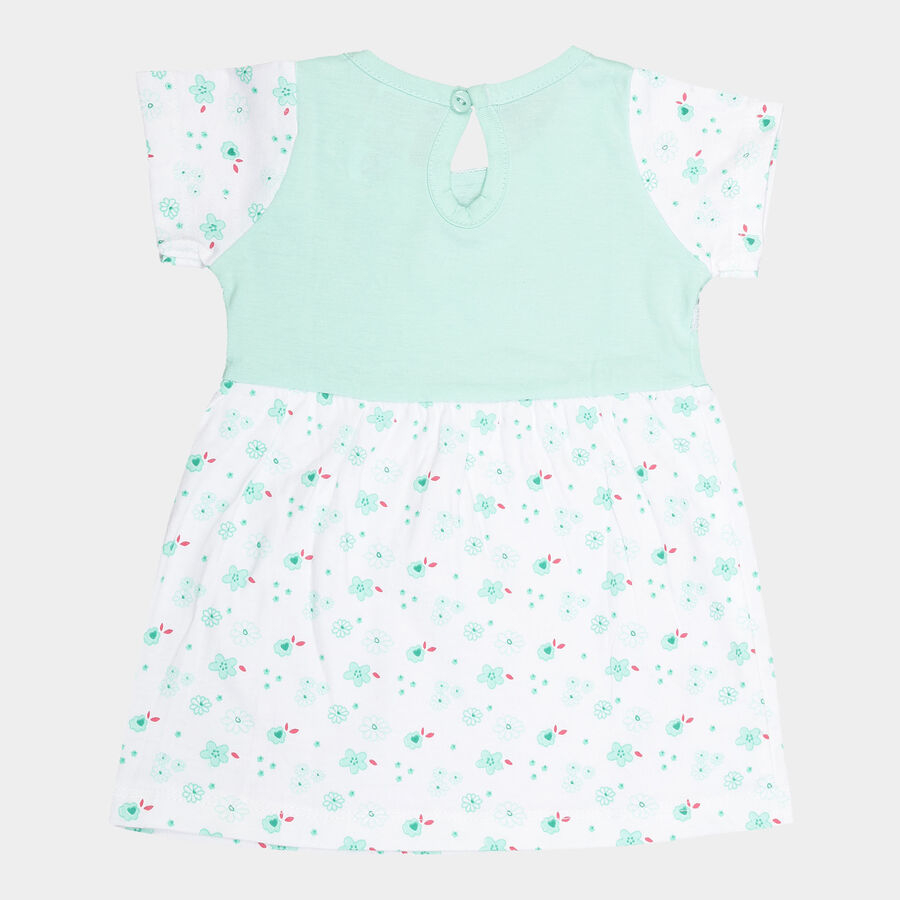 Infants Cotton Collar Frock, Light Green, large image number null