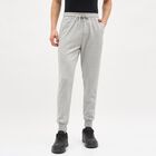 Men's Light Ash Grey Tapered Fit Elastic Waist Track Pants, Melange Mid Grey, small image number null