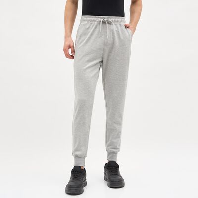 Men's Light Ash Grey Tapered Fit Elastic Waist Track Pants