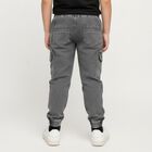 Boys Charcoal Grey Regular Fit Cargo Jogger Trousers, गहरा ग्रे, small image number null