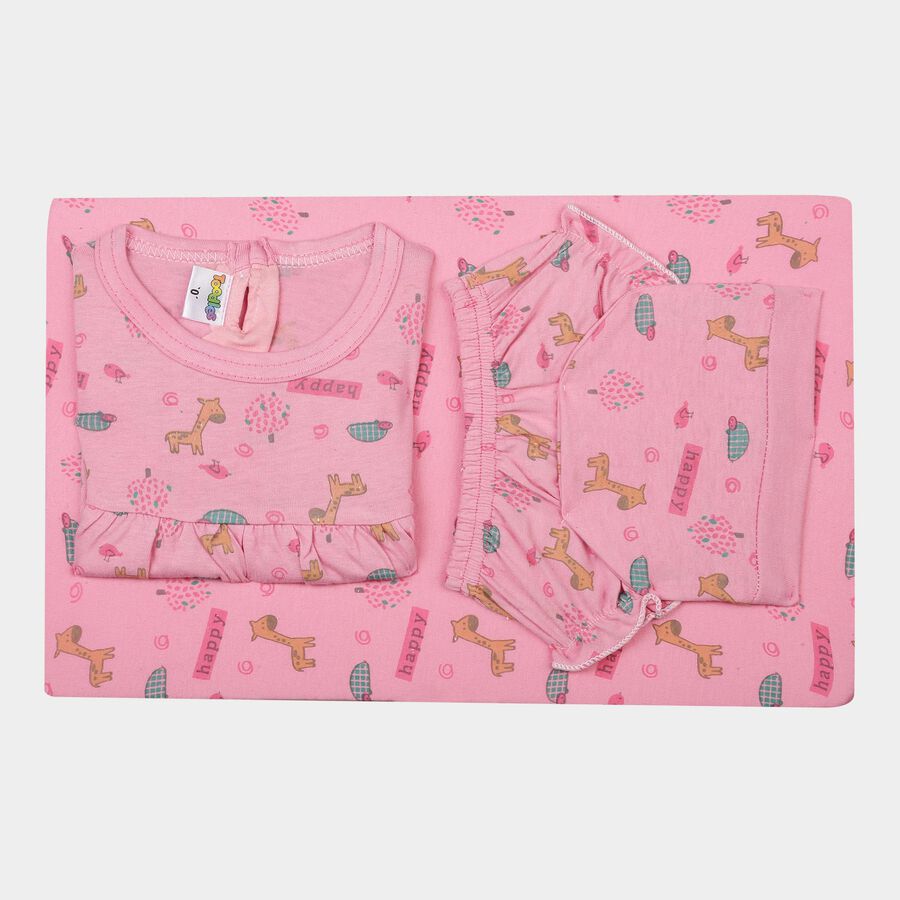 Infants Cotton Printed Baby Gift Set, Pink, large image number null