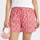 Women's Pink Regular Fit Printed Lounge Shorts, गुलाबी, small