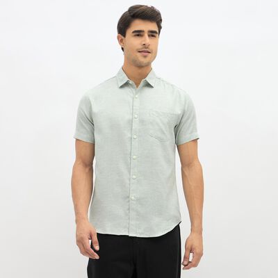 Men's Light Sage Green Slim Fit Classic Casual Shirt