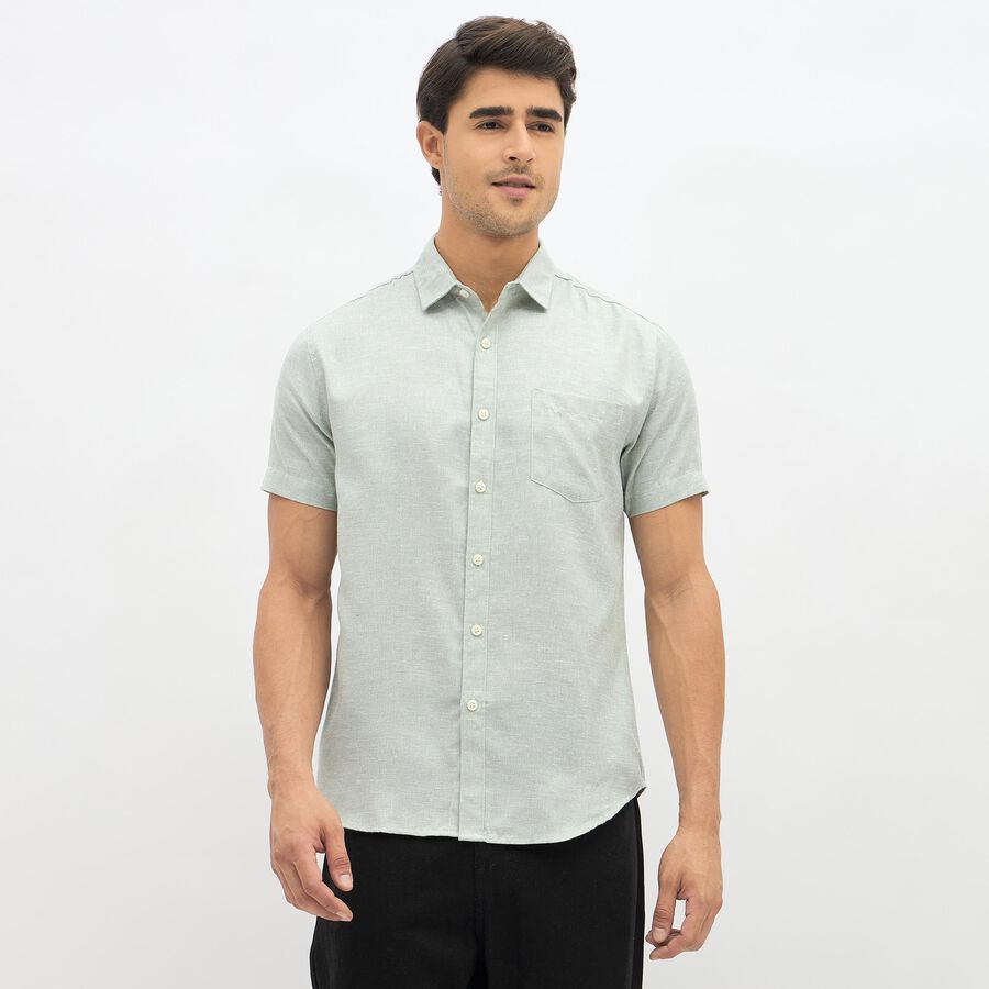 Men's Light Sage Green Slim Fit Classic Casual Shirt, Light Green, large image number null