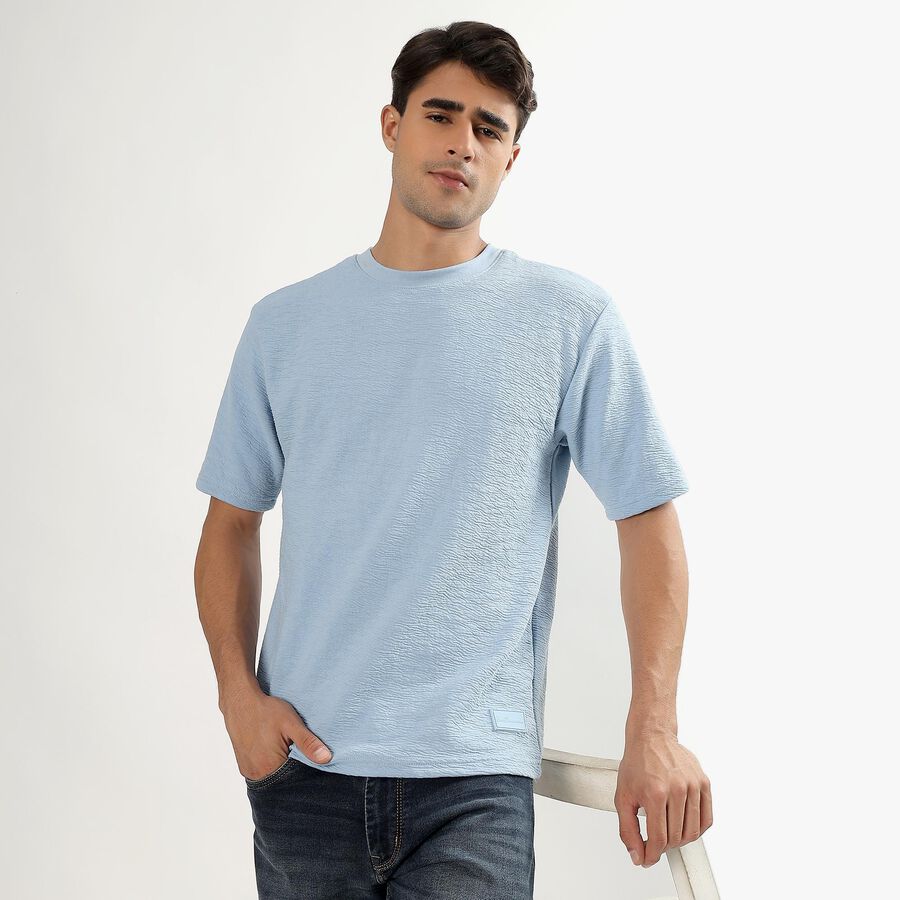 Men's Round Neck Half Sleeves T-Shirt, Sky Blue, large image number null