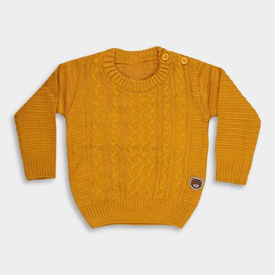 Infants Bright Mustard Yellow Round Neck Casual Pullover