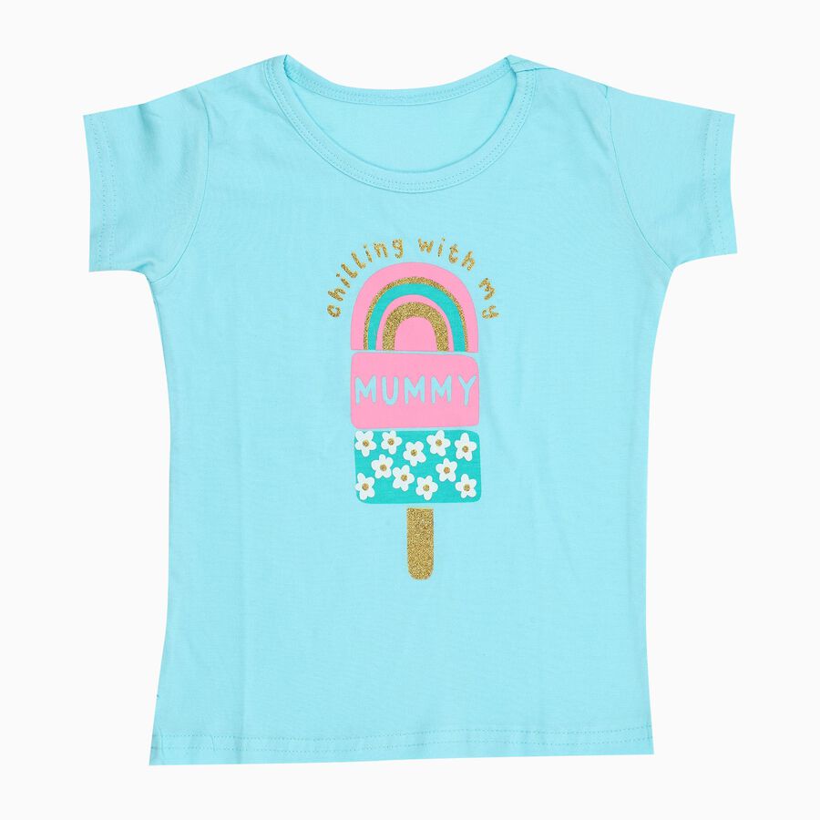 Girls' 100% Cotton T-Shirt, Aqua, large image number null