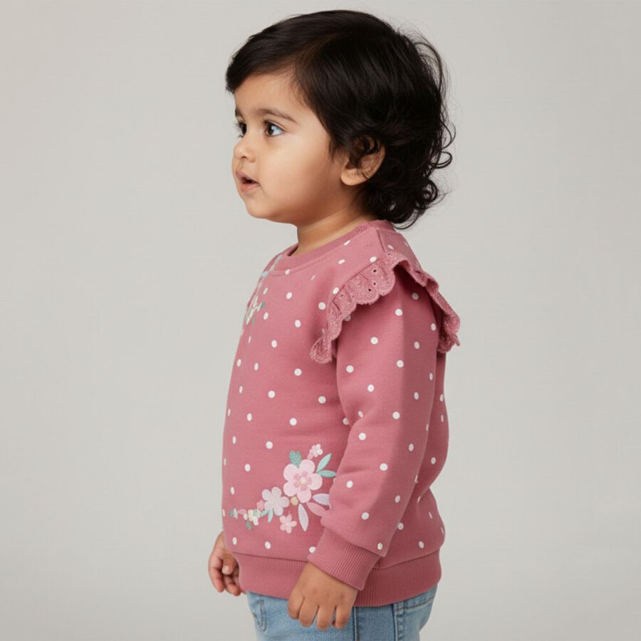 Infants Light Lavender Cotton Crew Neck Casual Sweatshirt, बैंगनी, large image number null
