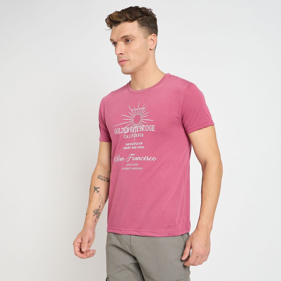 Men's Round Neck Half Sleeves T-Shirt, Light Pink, large image number null