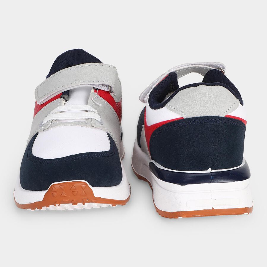 Boys' White Velcro Sneakers, सफ़ेद, large