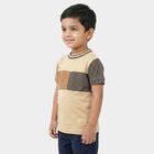 Boys Beige Cotton Crew Neck Regular Boys T-Shirt, Beige, small
