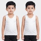 Boys White Cotton Round Neck Waistcoat Vest, सफ़ेद, small