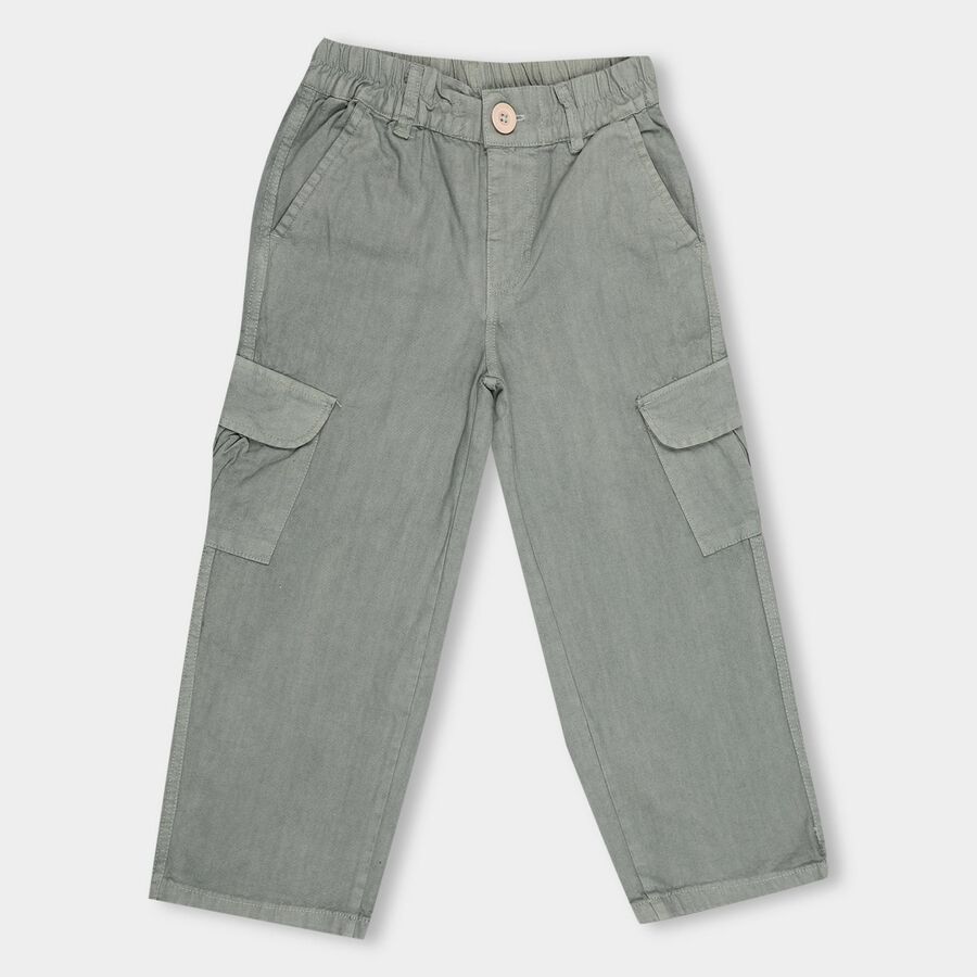 Girls' 100% Cotton Trouser, Light Green, large image number null
