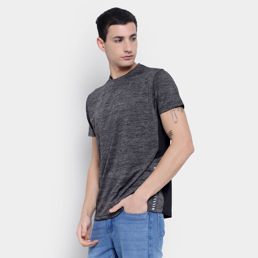 Solid Round Neck T-Shirt, Black, large image number null