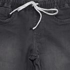 Boys' Charcoal Black Regular Fit Elastic Waist Jeans, Light Grey, small
