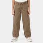 Girls Brown Straight Fit Washed Jeans, Brown, small