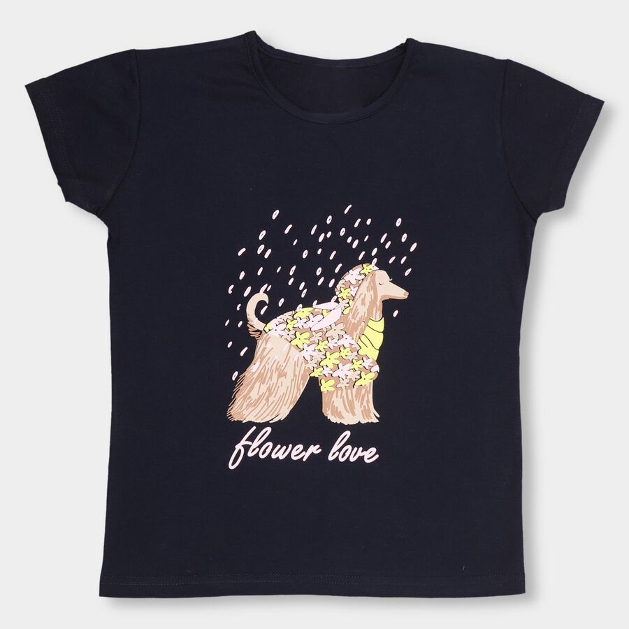 Girls' T-Shirt, नेवी ब्लू, large image number null