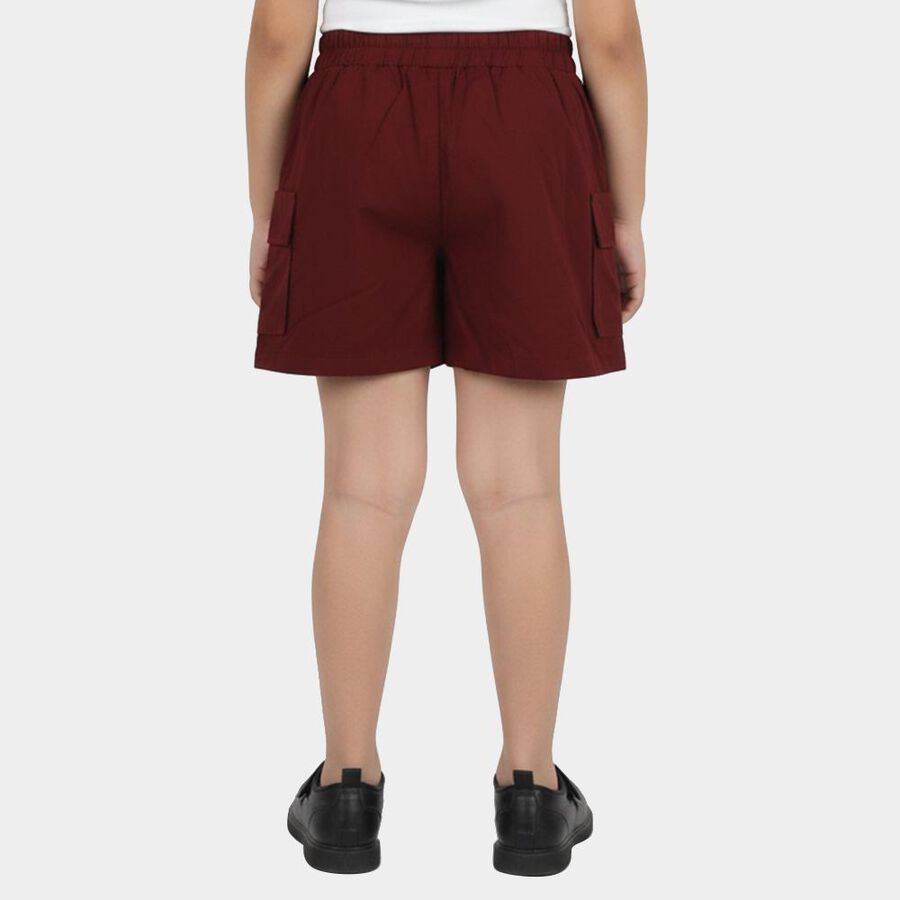 Girls Wine Regular Fit Cargo Shorts, वाइन, large