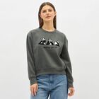 Women's Dark Green Crew Neck Casual Sweatshirt, गहरा हरा, small image number null