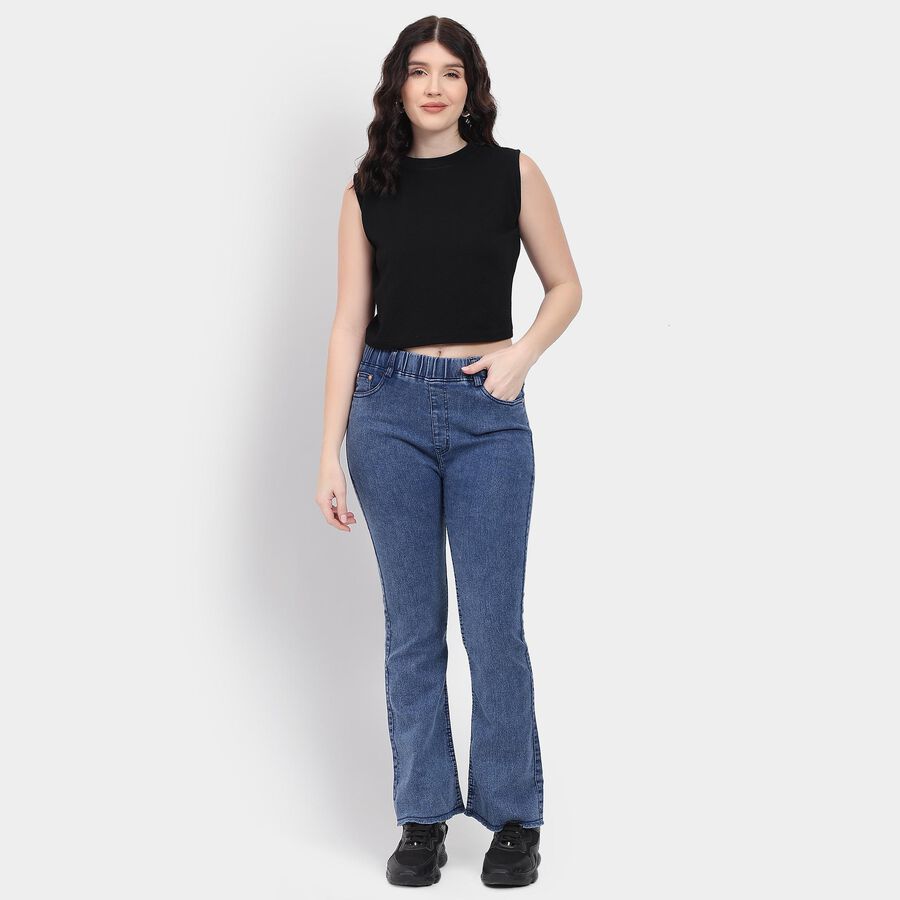 Ladies' Jeans , मध्यम नीला, large