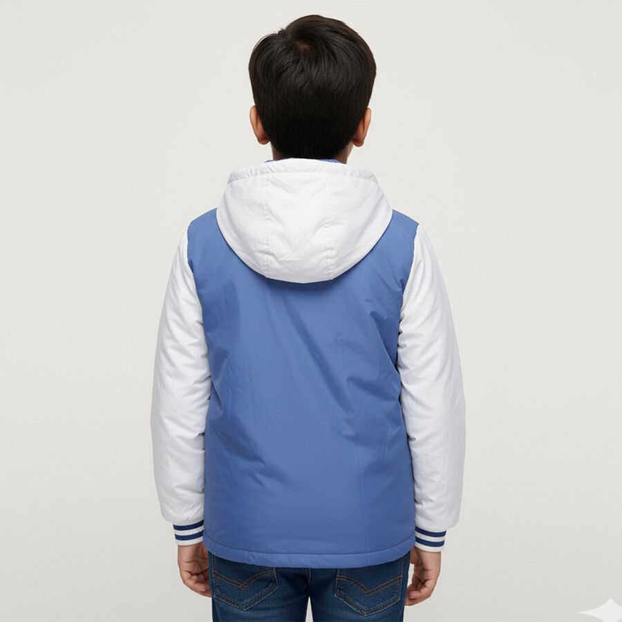 Boys Bright Yellow Hooded Casual Jacket, पीला, large image number null