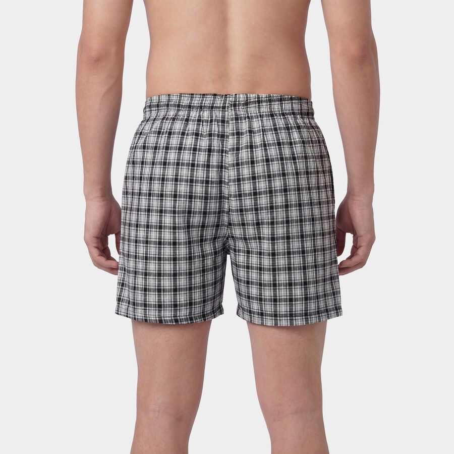 Men's Grey Regular Fit Checked Half Pant, हल्का ग्रे, large