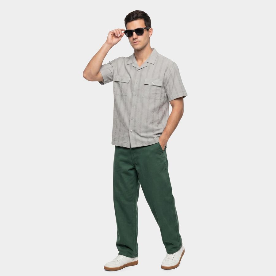 Men's Grey Cotton Casual Shirt, Light Grey, large