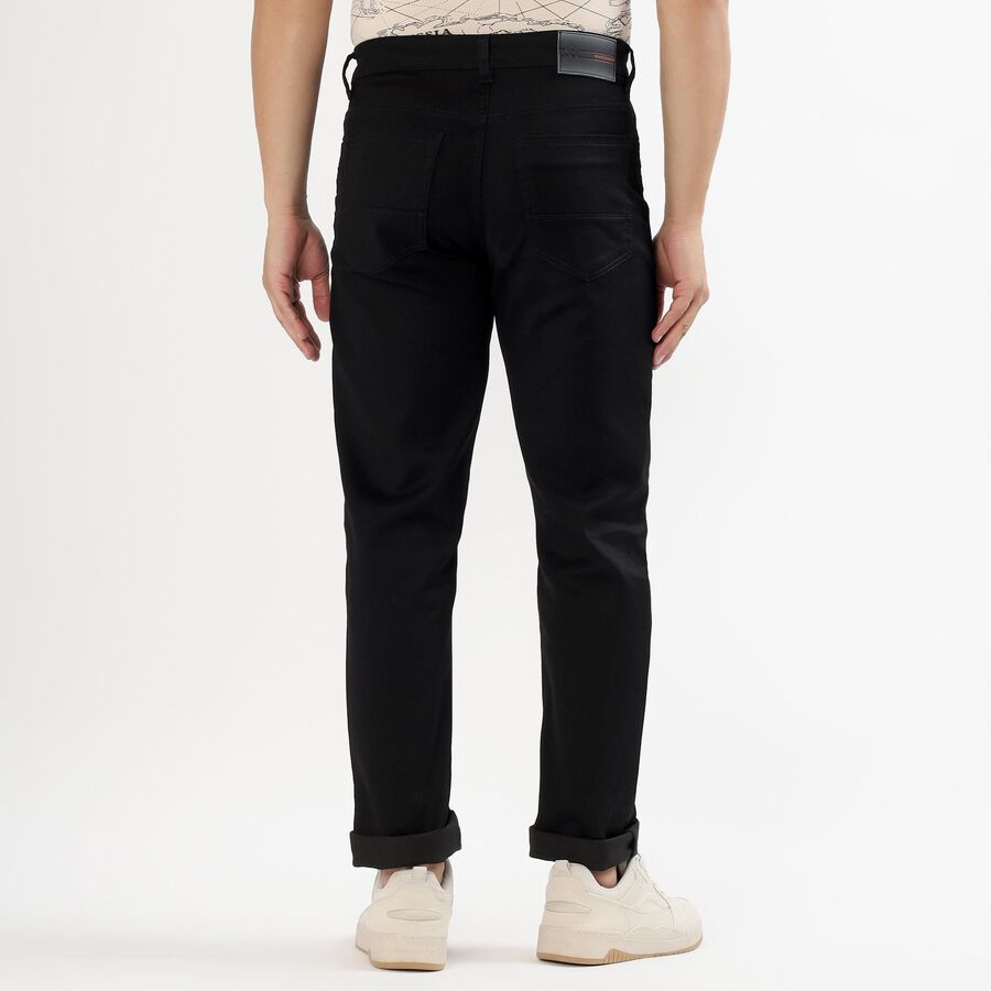 Men's Jet Black Slim Fit Jeans, काला, large image number null