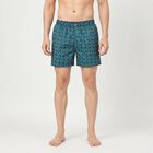 Men's Teal Relaxed Fit Printed Boxers, Teal Blue, small