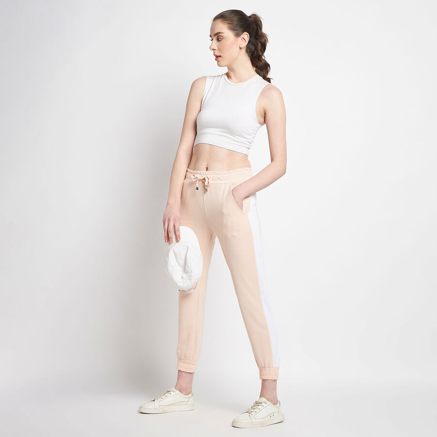 Cut & Sew Joggers, Beige, large image number null