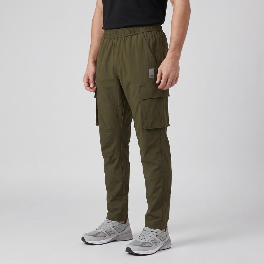 Men's Olive Green Cargo Track Pants, ओलिव, large