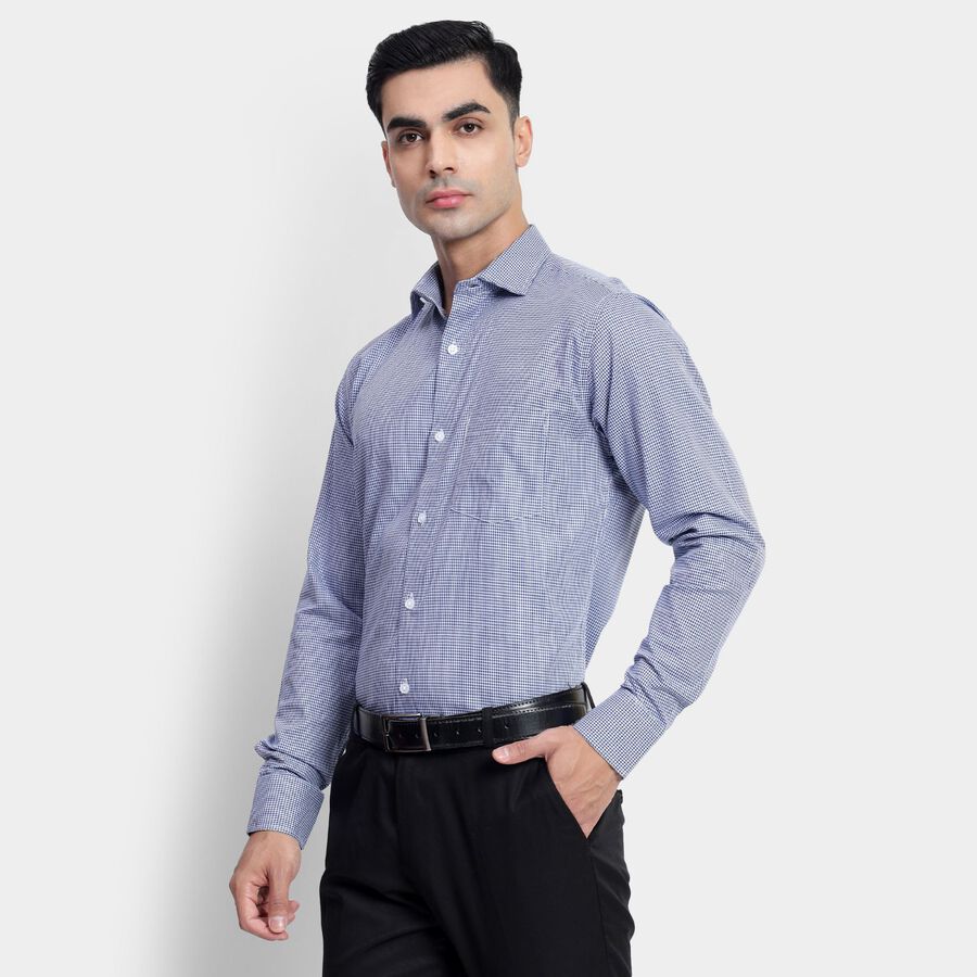 Men's 100% Cotton Formal Shirt, मध्यम नीला, large image number null
